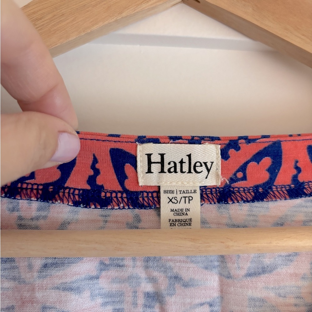 Hatley dress, medallion pattern, coral and navy, XS